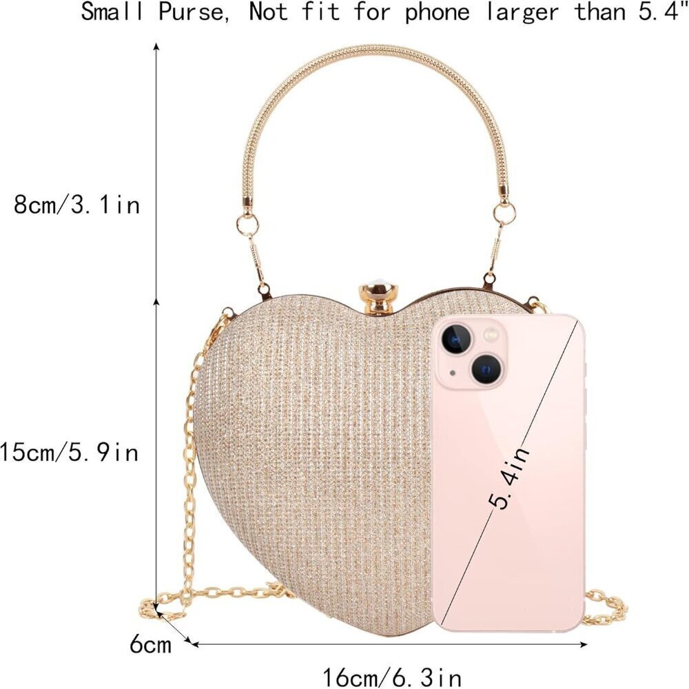 Heart Shape Tote Handbag Women's PU Leather Small Crossbody Clutch - Picture 4 of 7